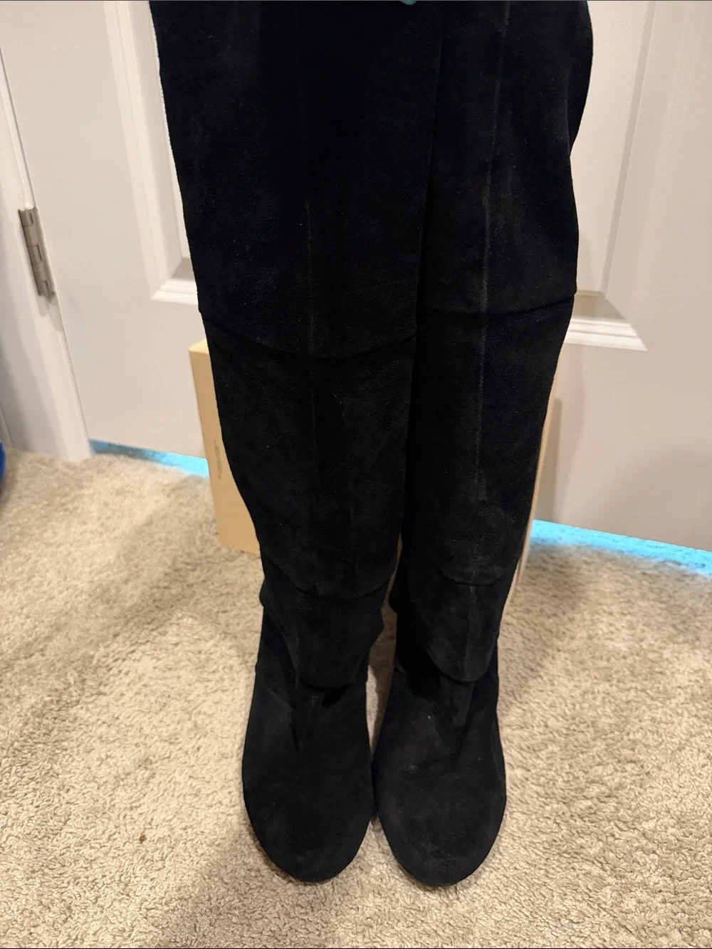 Classic Black Suede Knee-High Women's Boots